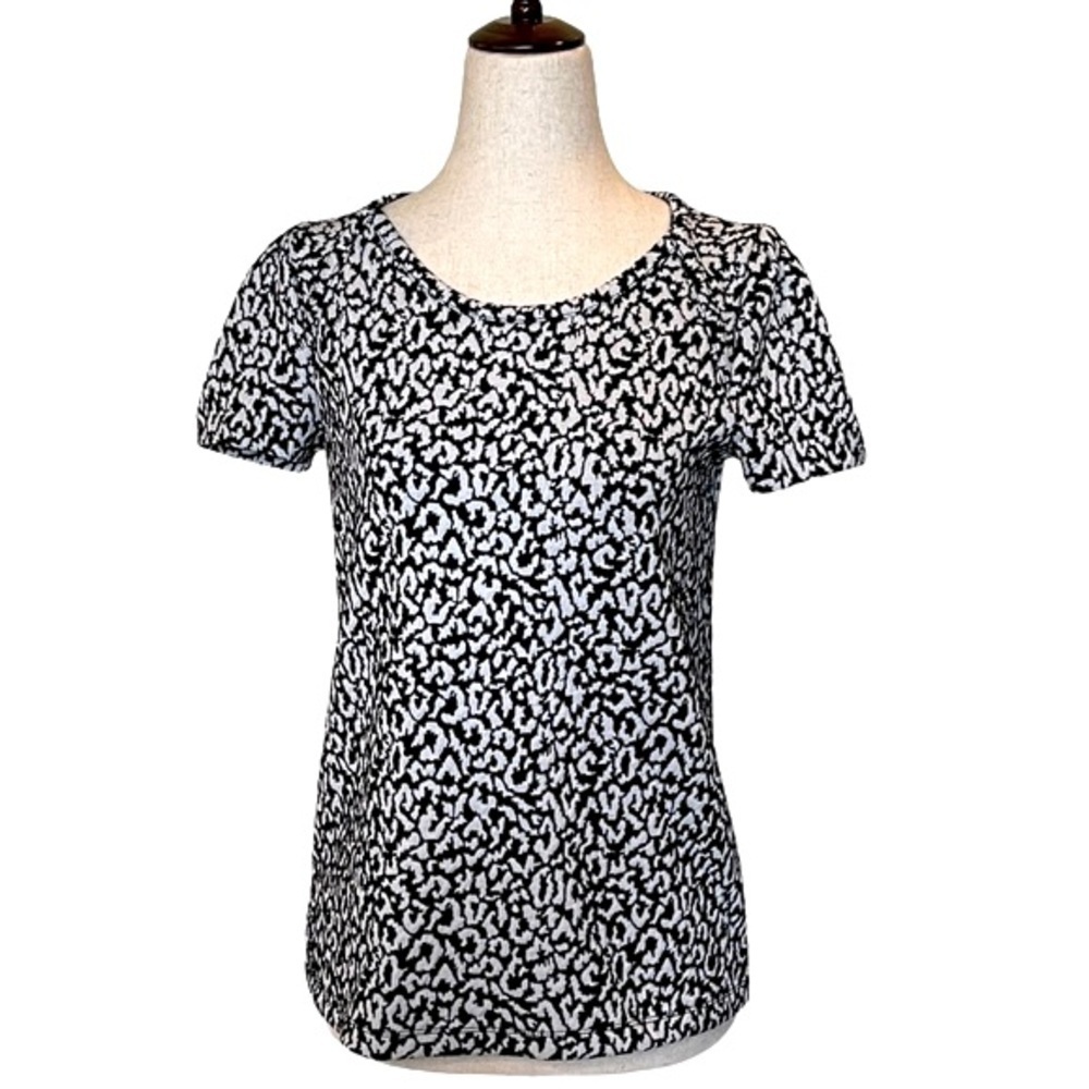 Anthropologie Postmark Black And White Trace Jacquard Short Sleeve Top Size XS